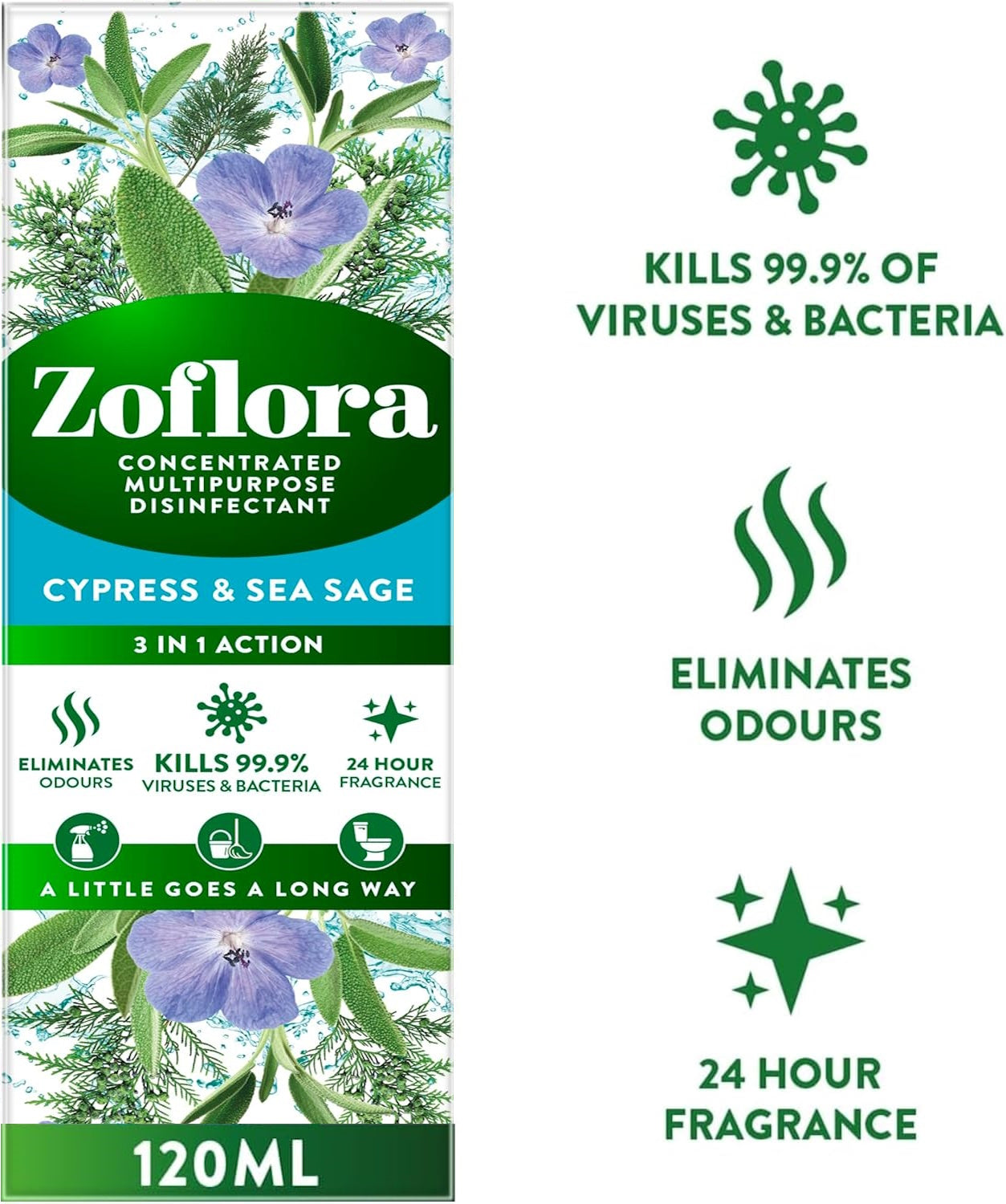 "Zoflora" Koncentruotas Dezinfekantas 120ml - Cypress & Sea Sage