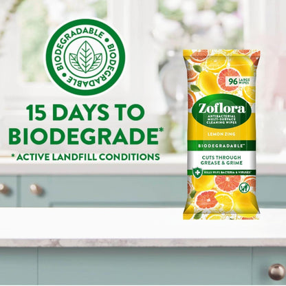 "Zoflora" Antibakterinės Valymo servetėlės 96vnt - Lemon Zing