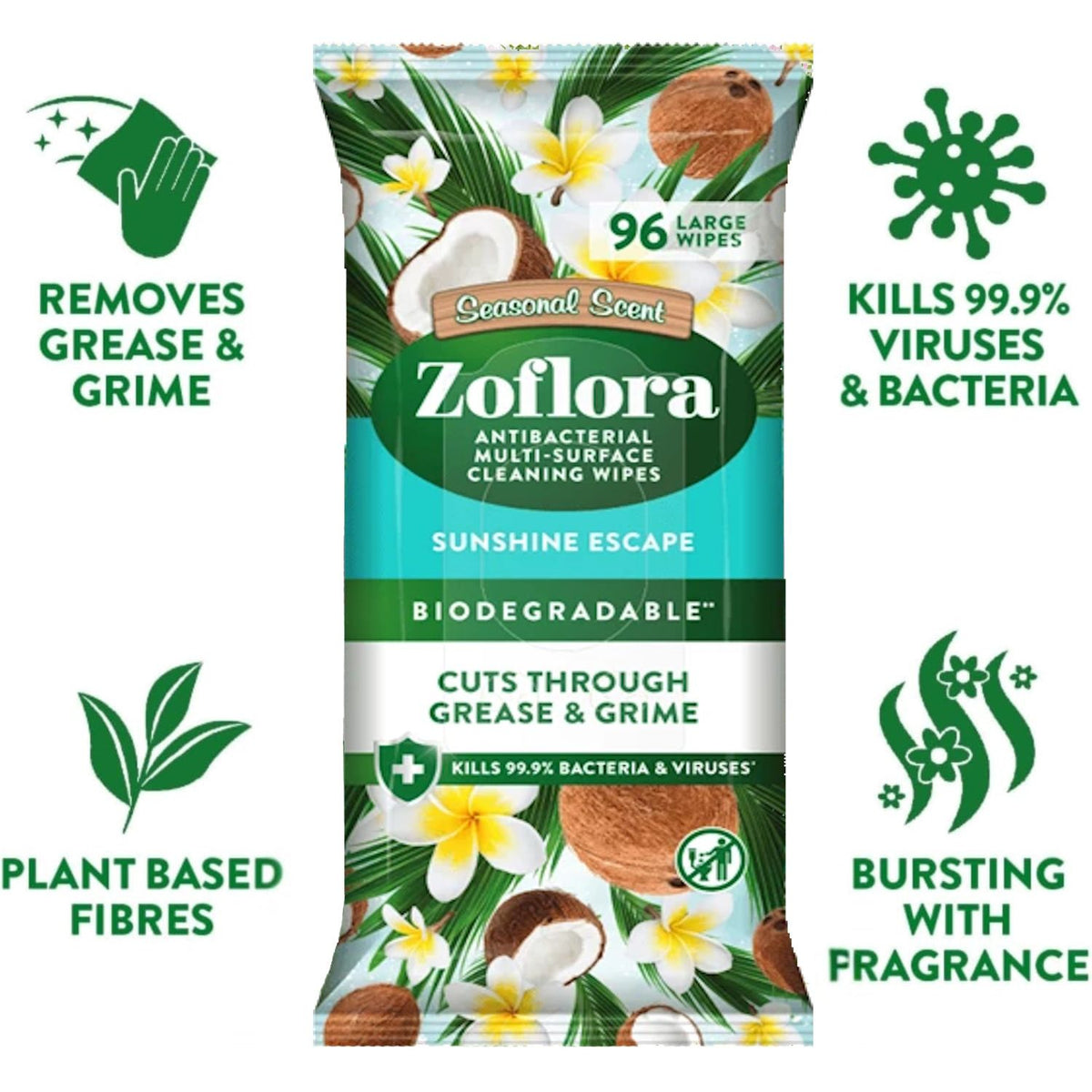 "Zoflora" Antibakterinės Valymo servetėlės 96vnt - Sunshine Escape