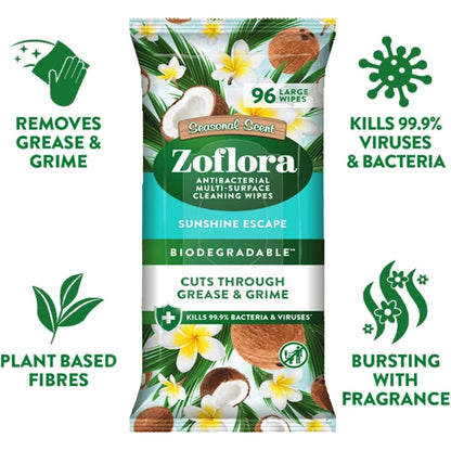 "Zoflora" Antibakterinės Valymo servetėlės 96vnt - Sunshine Escape