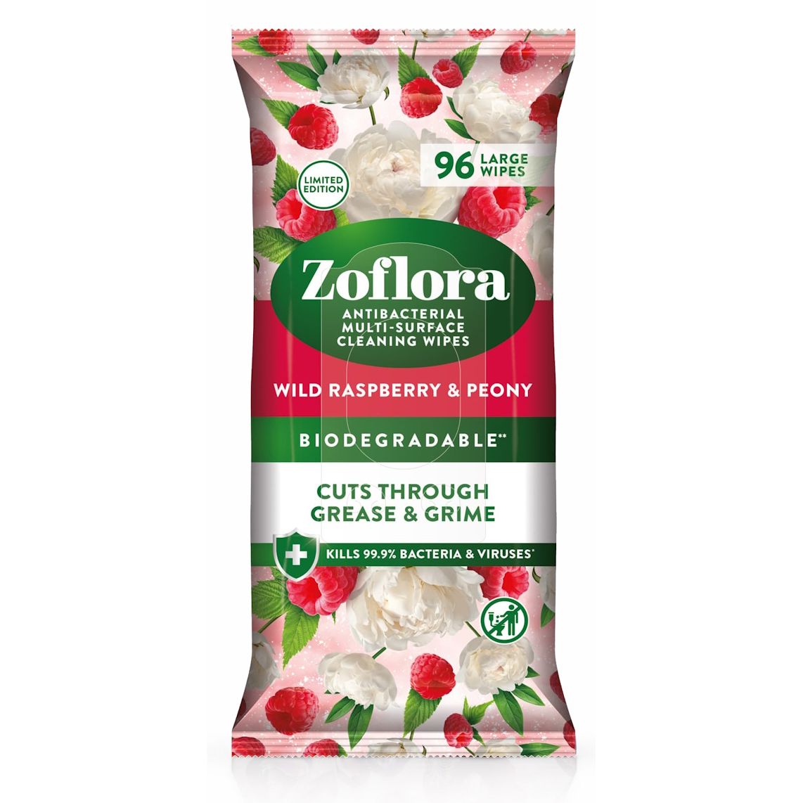 "Zoflora" Antibakterinės Valymo servetėlės 96vnt - Wild Raspberry & Peony