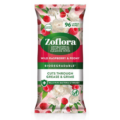"Zoflora" Antibakterinės Valymo servetėlės 96vnt - Wild Raspberry & Peony
