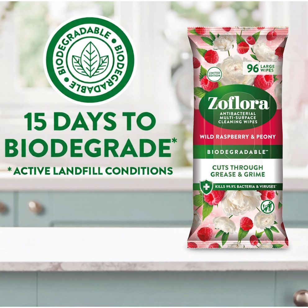 "Zoflora" Antibakterinės Valymo servetėlės 96vnt - Wild Raspberry & Peony